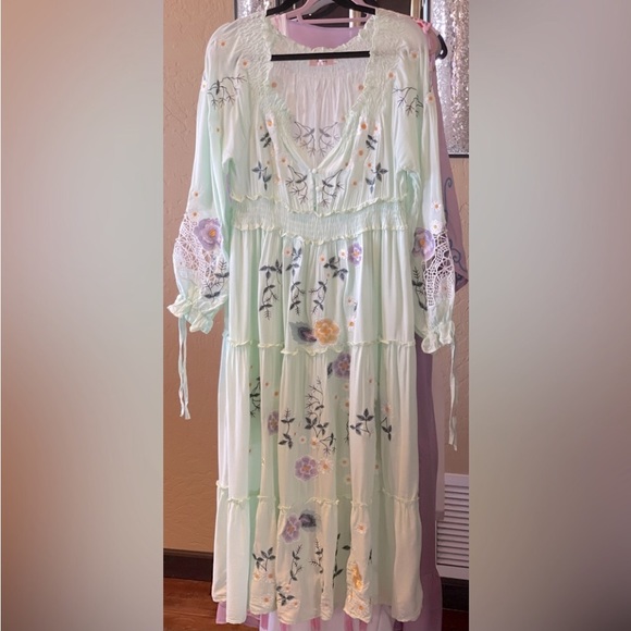 Summer Island Daisy Blooms Floral Embroidered Cotton Maxi Dress - Picture 11 of 14